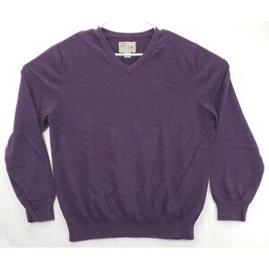 Article 365 Sweater Mens Large Purple Cashmere Knitted Classic V-Neck Pullover